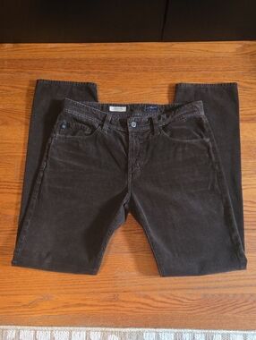 AG Adriano Goldschmied Men's Brown Corduroy Straight-Leg Pants